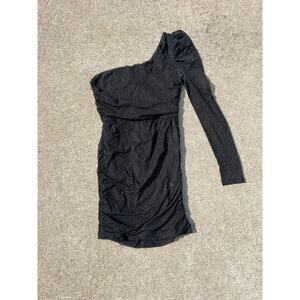 Lucy In The Sky Dress Women Size Small Sparkle One Sleeve Mini Lined Glam Event